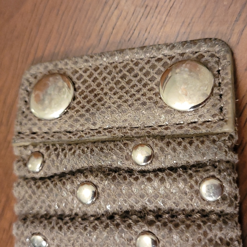 .Faux leather bracelet.  Snap closure,  8 inches,  silver metal studs. - Picture 6 of 6